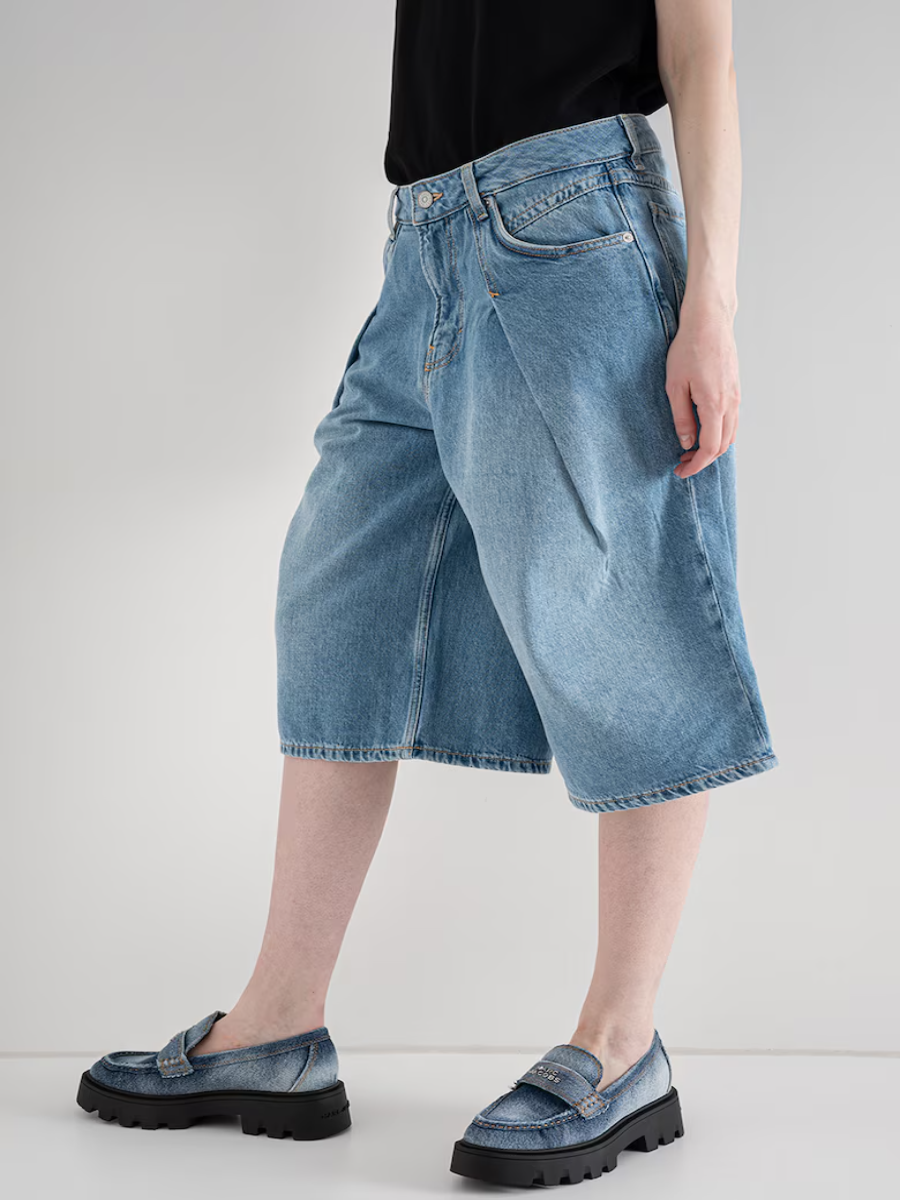 BOSS Relaxed Fit Denim - C_SLOUCHY PLEAT CROP