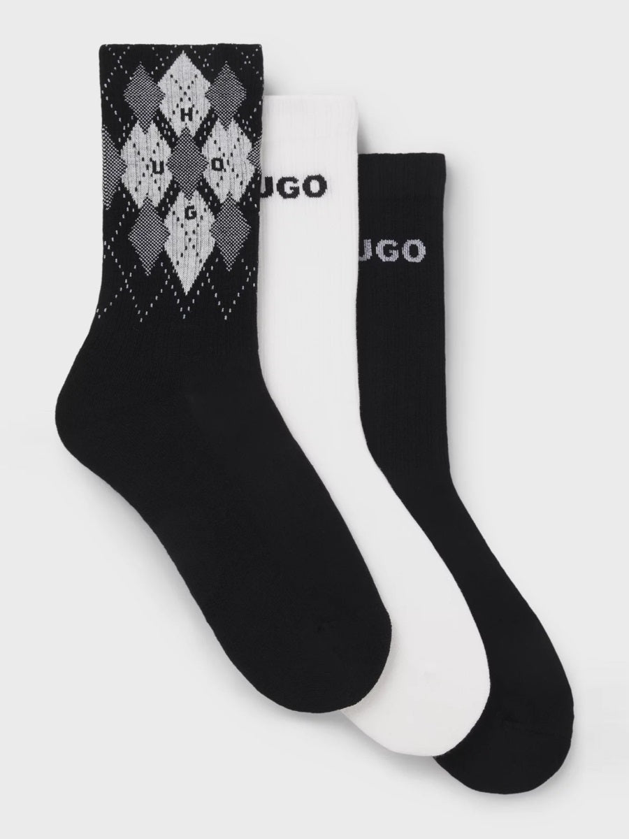 HUGO Socks - 3P QS RIB ARGYLE