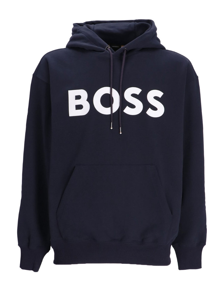 【関税&送料込】Boss Midnight Blue Cotton Sullivan Sweatshir Hugo Boss Boss Midnight Blue Cotton Sullivan Sweatshirt