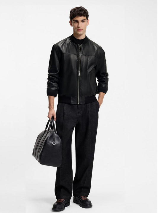 HUGO Leather Bomber Jacket - Ladamor