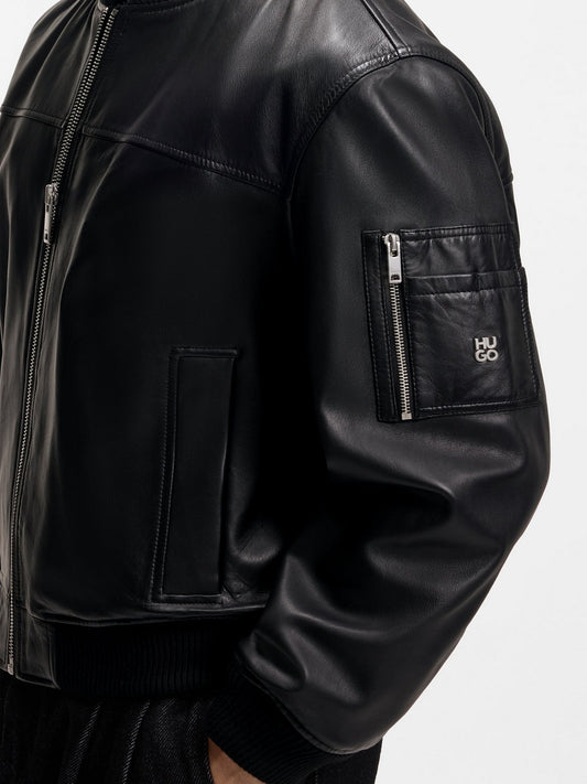 HUGO Leather Bomber Jacket - Ladamor