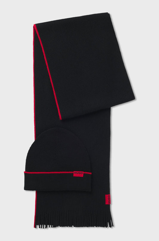 HUGO Beanie Hat And Scarf Set - Zaschel Set