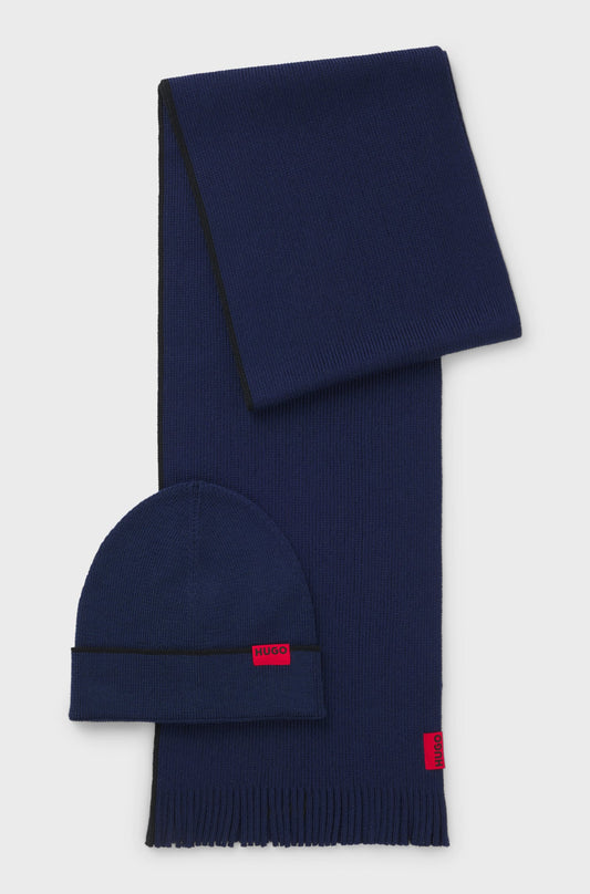 HUGO Beanie Hat And Scarf Set - Zaschel Set