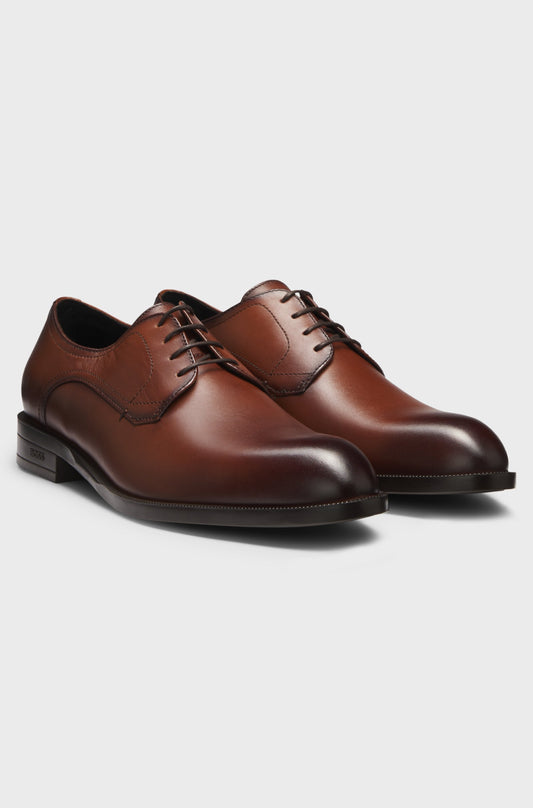 BOSS Formal Shoes - Leather Derby shoes with double stitching